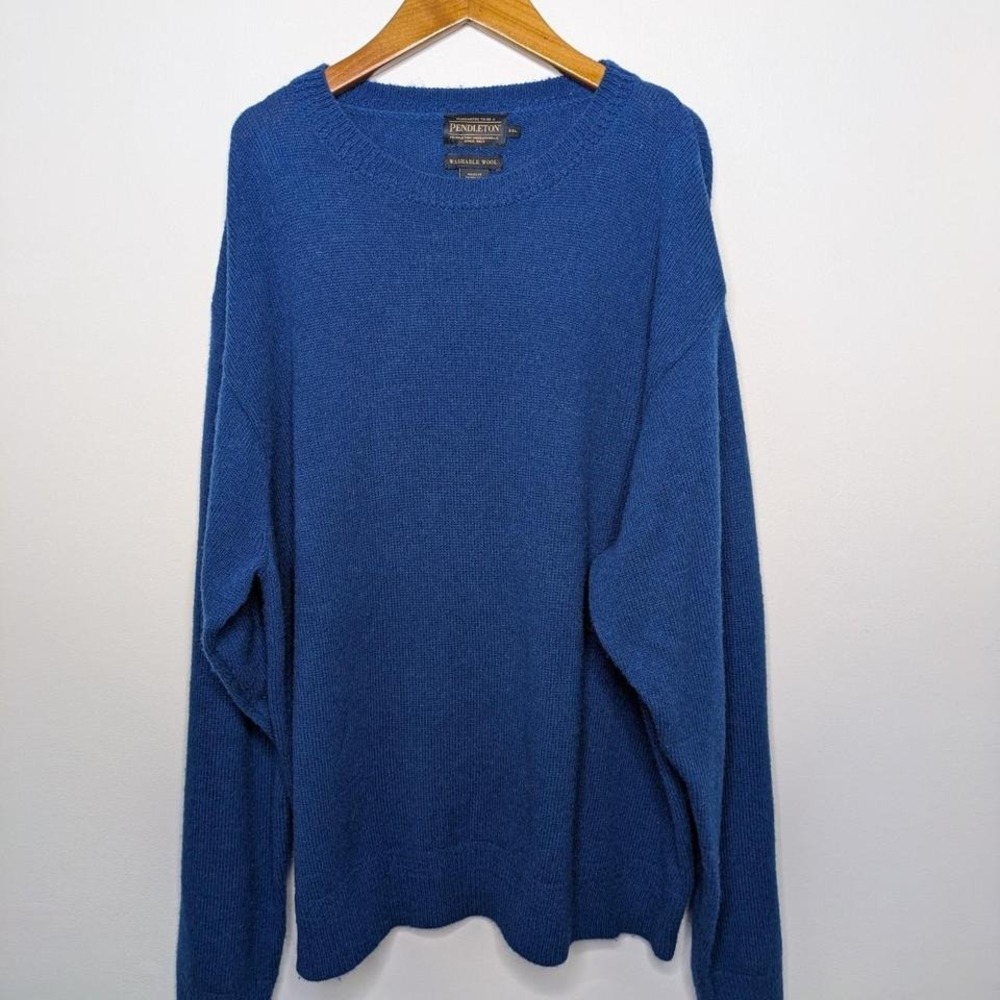 Pendleton Men's Wool Sweater XXL 2X Washable Pullover Crewneck Blue